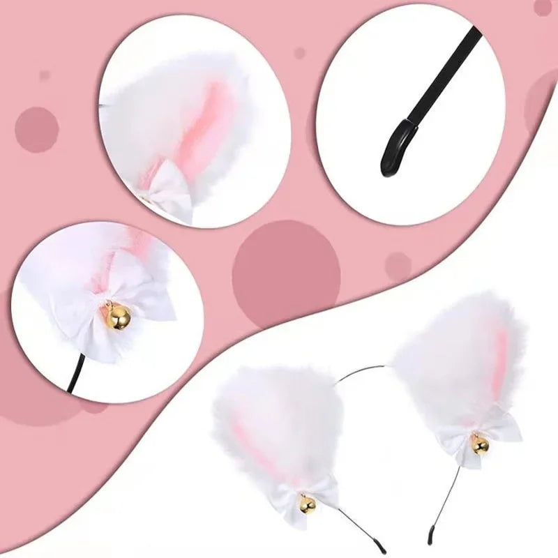 Cat Ear Headband & Bow Tie Necklace Set – Cosplay Costume Costume Headband Set Axl