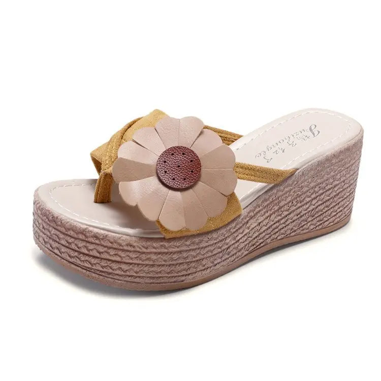 Women's Wedge Platform Sandals – Floral Summer Beach Slippers Wedge Platform Sandals Axl YELLOW 39