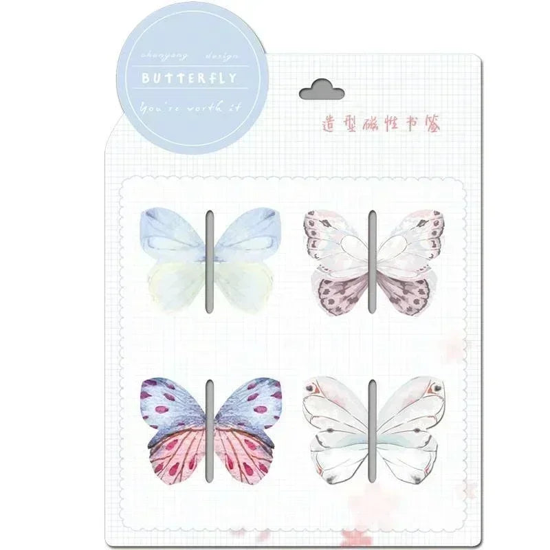 4-Pack Butterfly Magnetic Bookmarks – Cute Animal Stationery Magnetic Bookmarks Axl