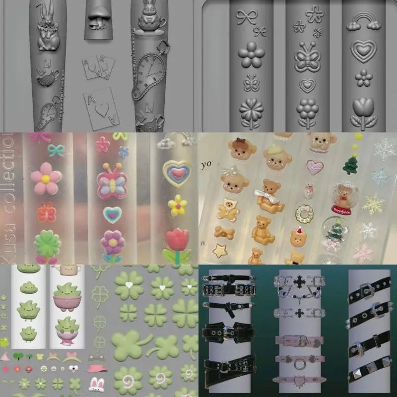 3D Silicone Nail Art Mold – Flower Butterfly Clover Design Nail Art Mold Axl