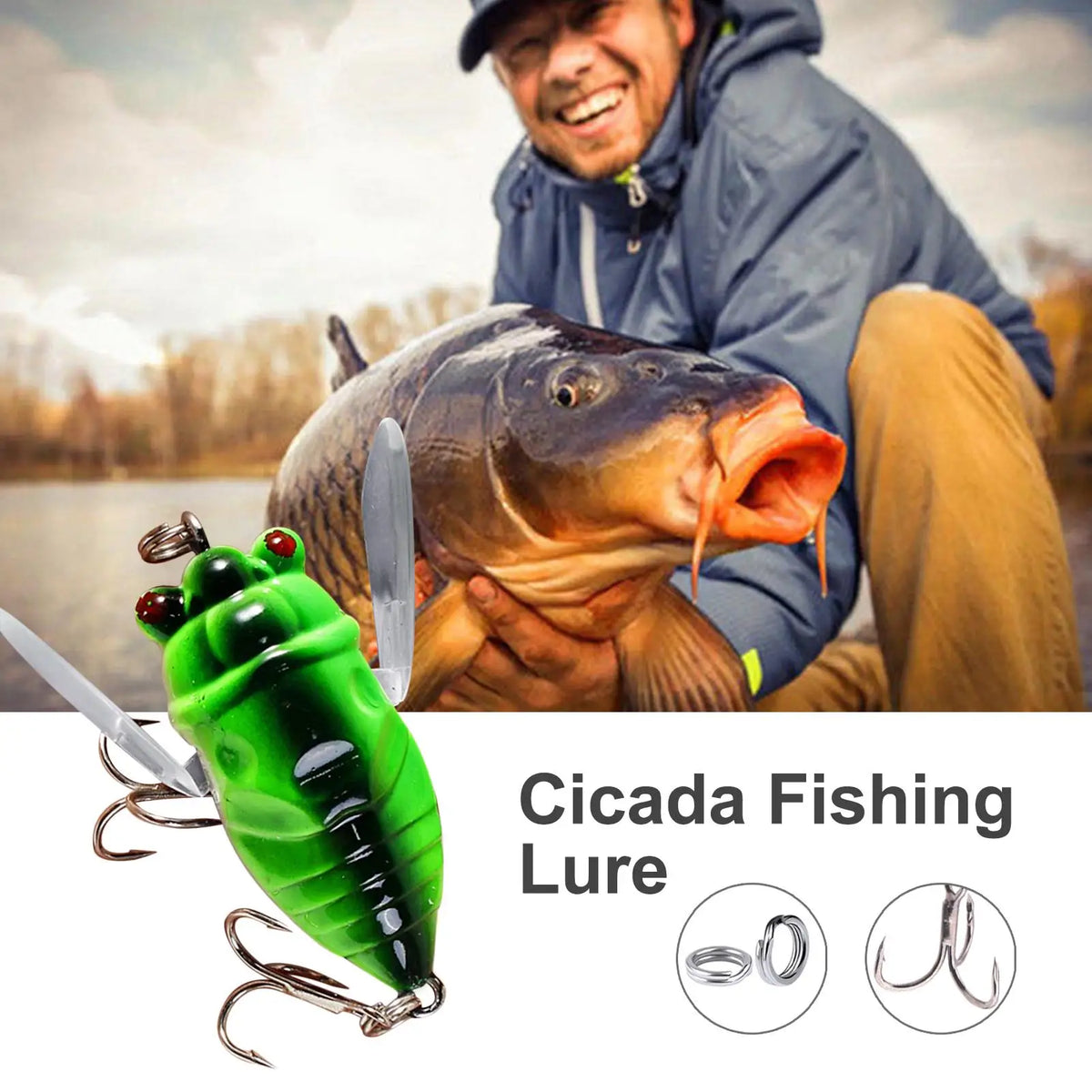 Cicada Topwater Fishing Lure – Hard Bait with Treble Hooks Topwater Fishing Lure Axl