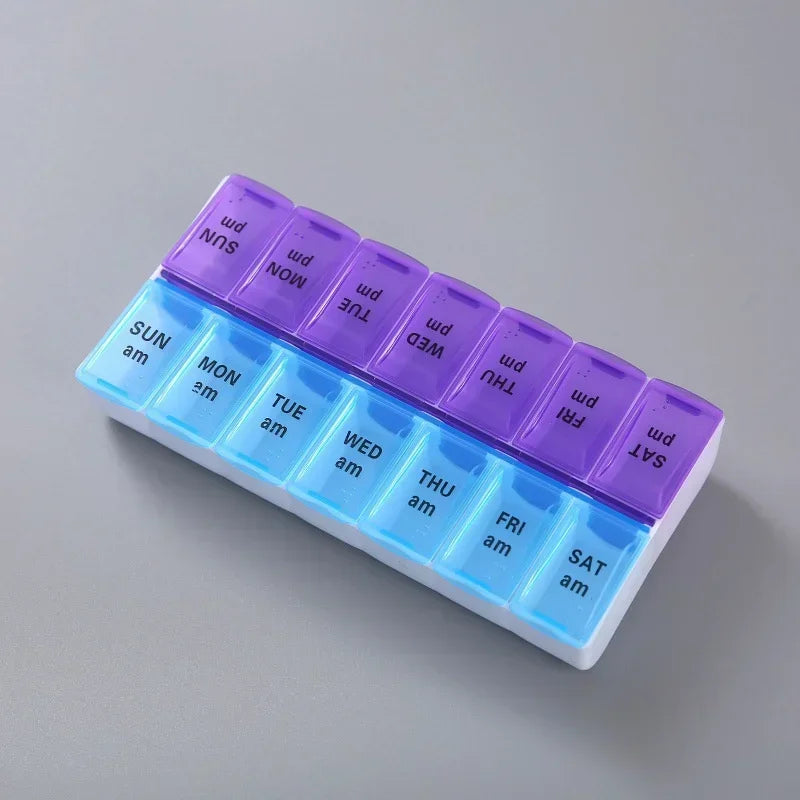 7-Day Weekly Pill Organizer – 14-Grid Travel Medicine Box Pill Organizer Axl