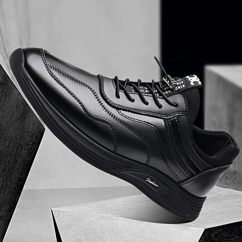 Men's Genuine Leather Height Increasing Sneakers | Breathable Leather Casual Sneakers Axl