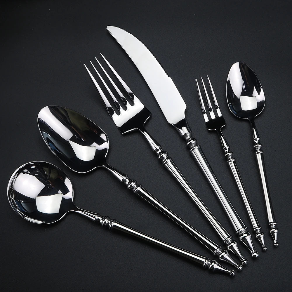 304 Stainless Steel Flatware Set – Steak Knife, Fork & Spoon Stainless Steel Flatware Set Axl