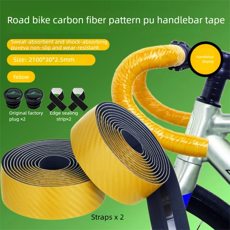 Road Bike Handlebar Tape – EVA PU Anti-Slip & Shock Absorbing Handlebar Tape Axl Yellow