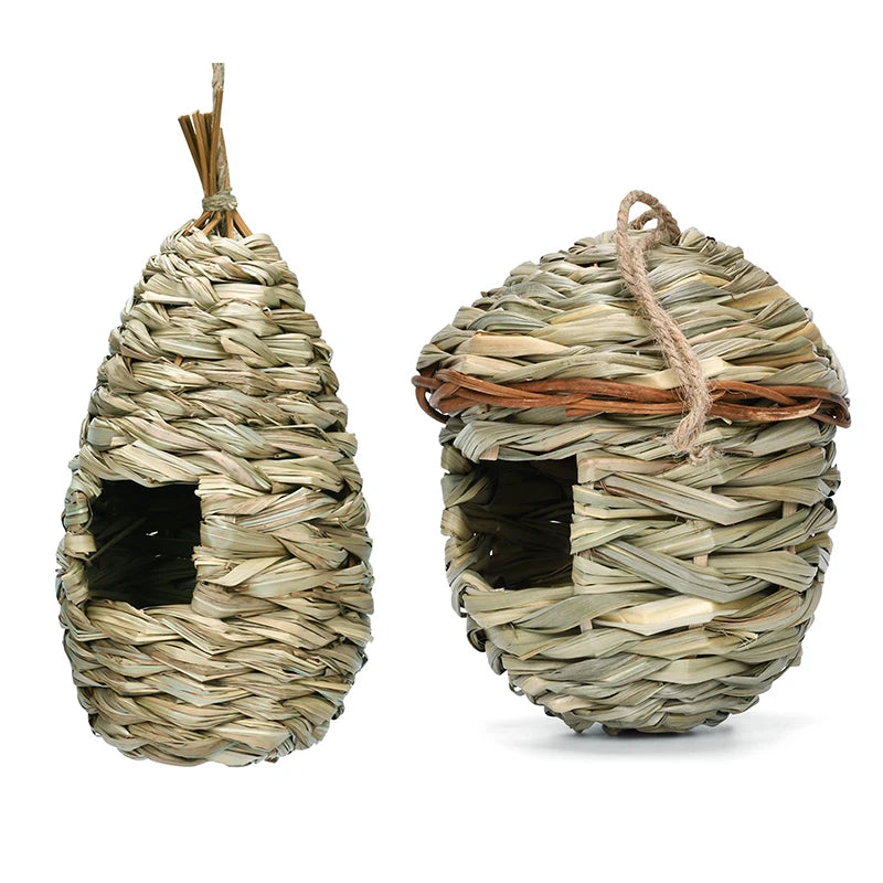 Handwoven Straw Bird Nest – Hanging Parrot Birdhouse Shelter Hanging Bird Nest Axl