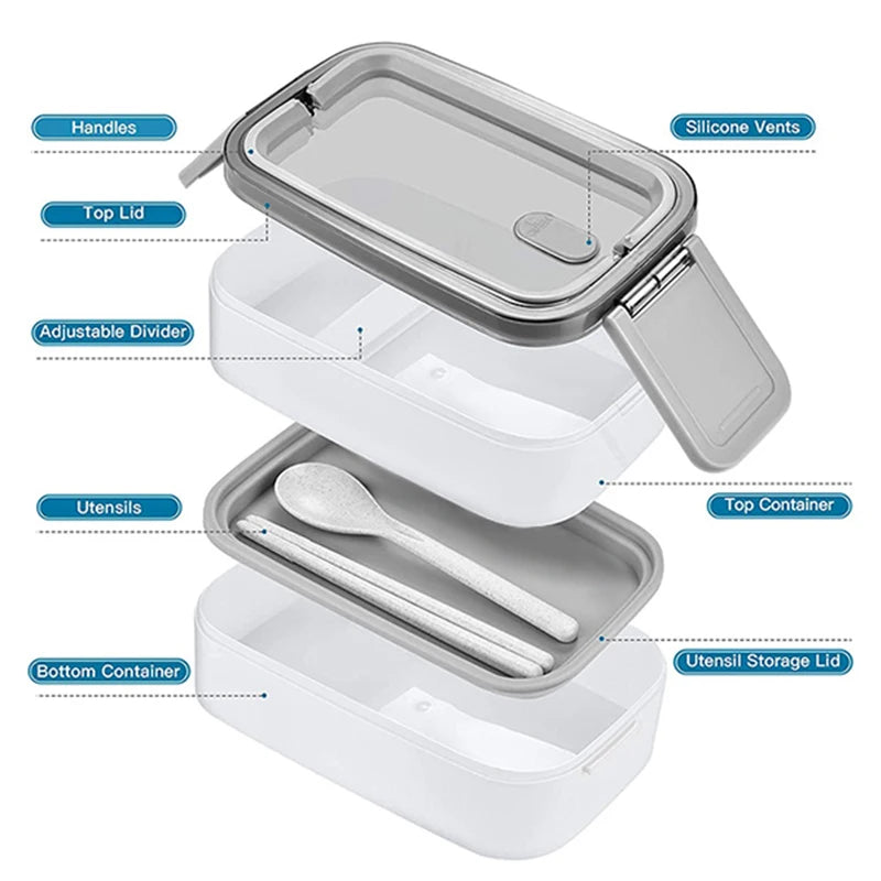 Stackable Bento Lunch Box with Handle, Spoon & Chopsticks Bento Lunch Box Axl