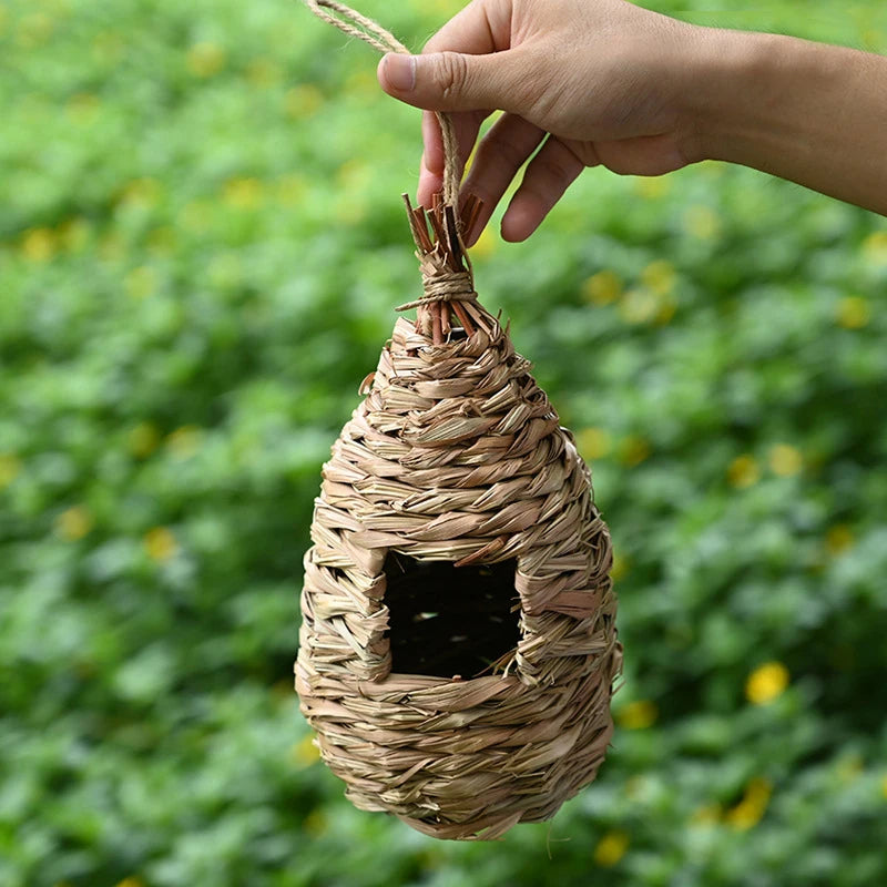 Handwoven Straw Bird Nest – Hanging Parrot Birdhouse Shelter Hanging Bird Nest Axl
