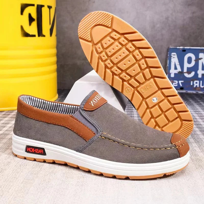 Men's Slip-On Canvas Loafers – Lightweight Non-Slip Casual Shoes Men's Canvas Loafers Axl