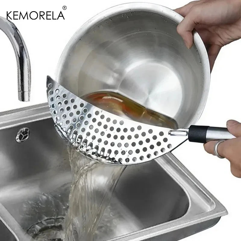 Stainless Steel Pot Side Strainer & Pan Drainer | KEMORELA Kitchen Strainer Axl