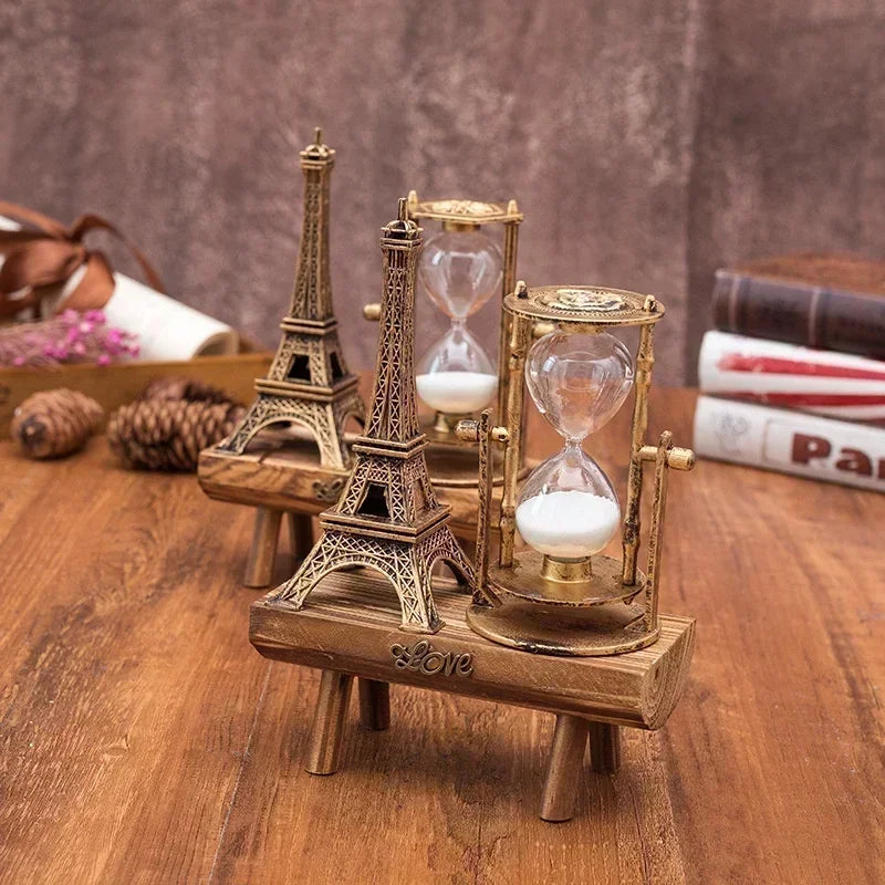 Vintage Metal Hourglass Timer – Retro Bronze Sand Clock Decor Decorative Hourglass Axl