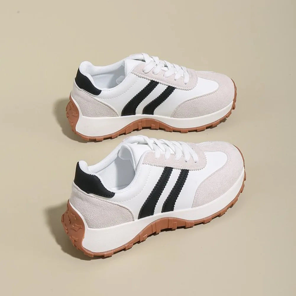 Women's Retro Suede Lace-Up Sneakers – Lightweight Casual Shoes Women's Casual Sneakers Axl Beige 42