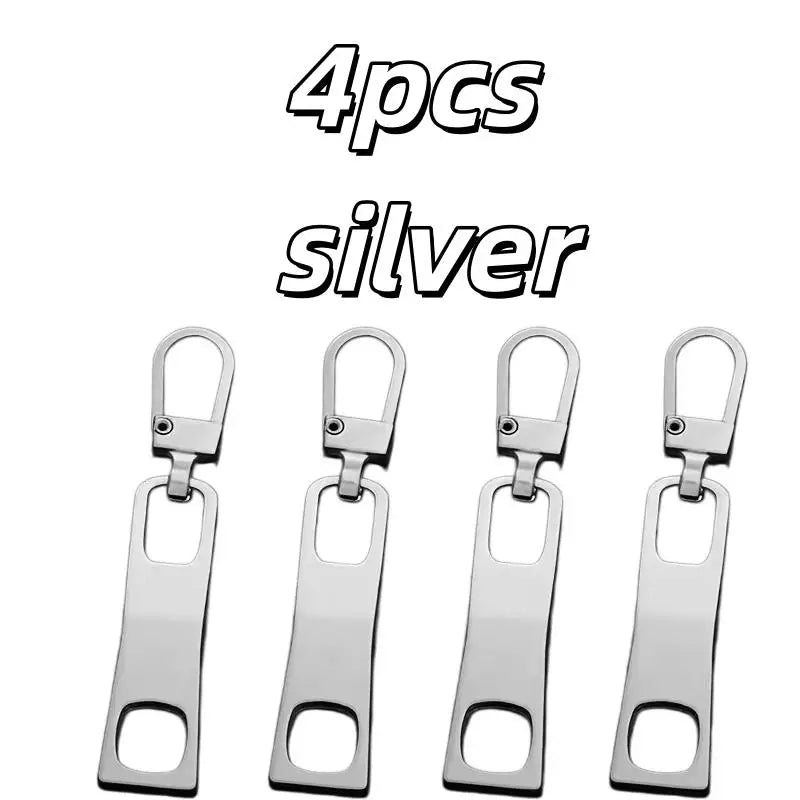 4pcs Metal Zipper Pull Tabs – Detachable Two-Hole Replacement Zipper Pull Tabs Axl 4pcs silver