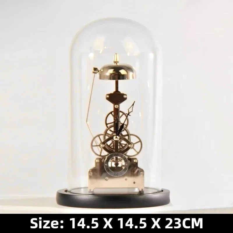 Luxury Mechanic Metal Desk Clock | Nordic Geometric Decor Decorative Desk Clock Axl Medium Size-Golden