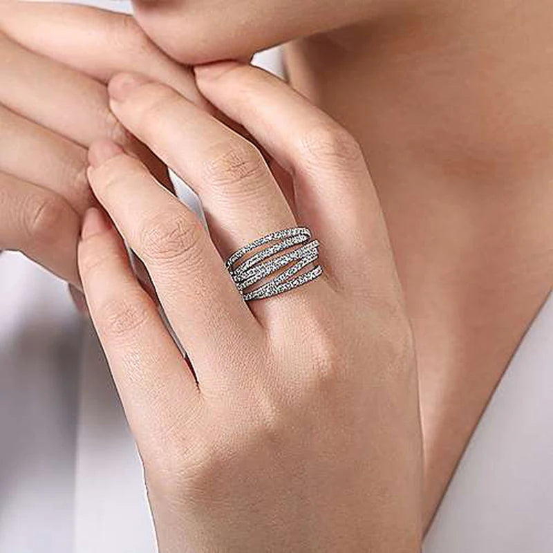 Huitan Silver CZ Stone Women's Fashion Ring – Statement Jewelry Fashion Ring Axl