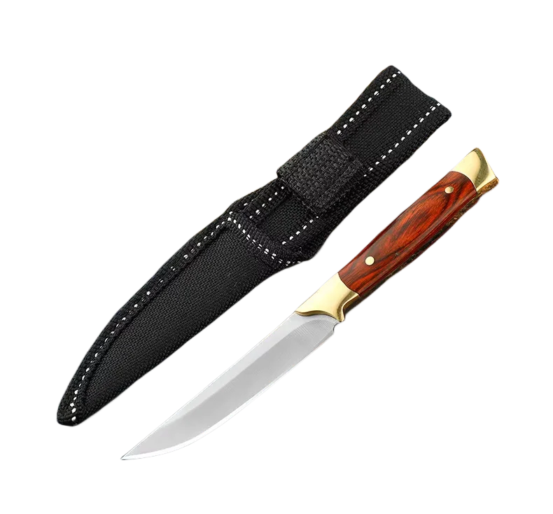 Steel Fixed Blade Utility Knife with Sheath – Wood Handle Fixed Blade Knife Axl Knife with cover