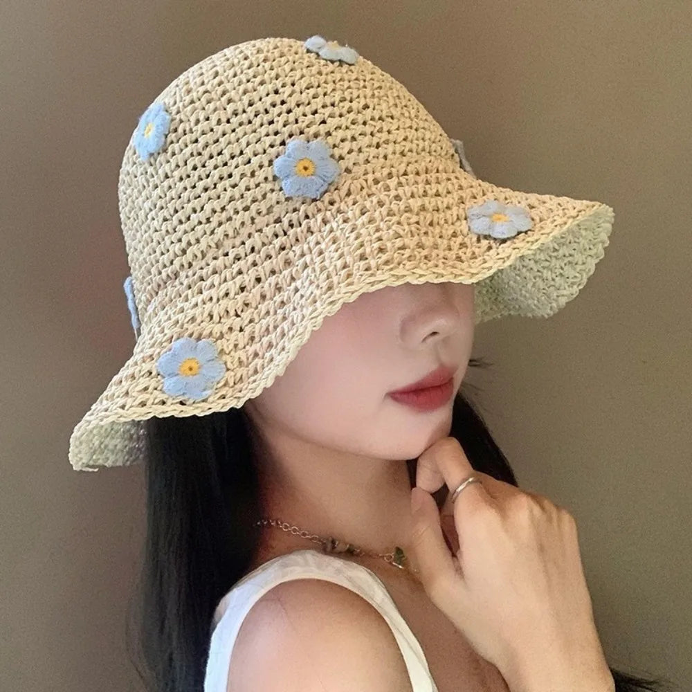 Women's Summer Straw Sun Hat – Beach & Travel Panama Cap Straw Sun Hat Axl
