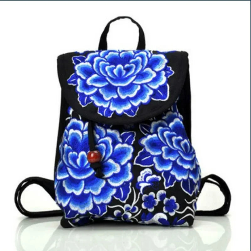 Women's Embroidered Mini Canvas Backpack – Chinese Ethnic Style Embroidered Mini Backpack Axl