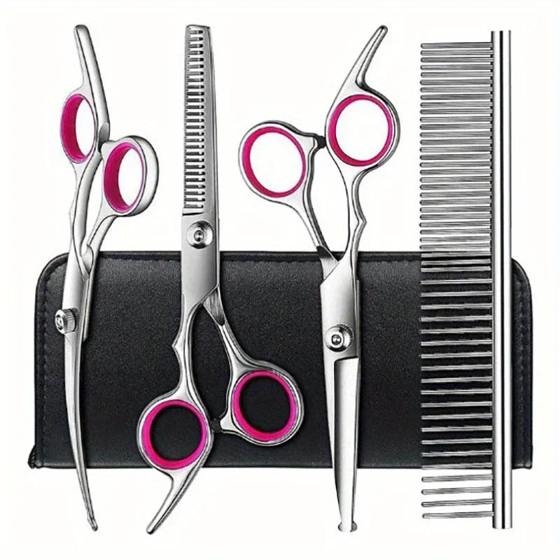 4-Piece Dog Grooming Scissors Set – Curved, Thinning & Safety Tips Dog Grooming Scissors Axl