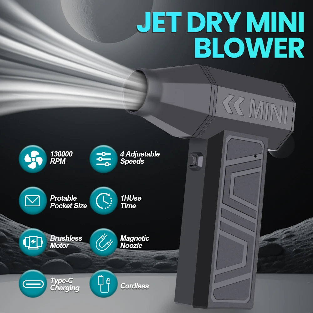 Electric Air Duster 130000RPM 4-Speed Turbo Fan – Type-C USB Electric Air Duster Axl 4000mAH