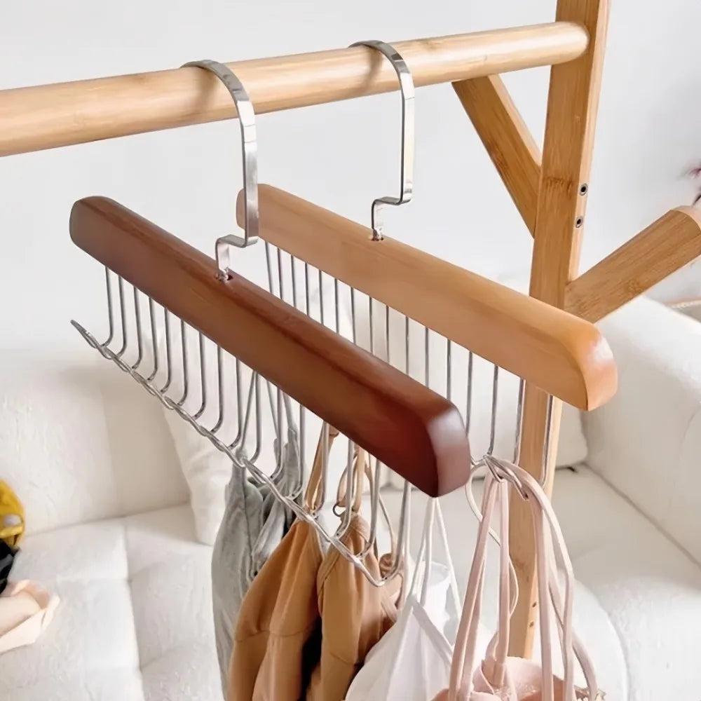 Solid Wood 8-Hook Wall Hanger Rack for Coats, Hats & Bags Wall Hook Rack Axl
