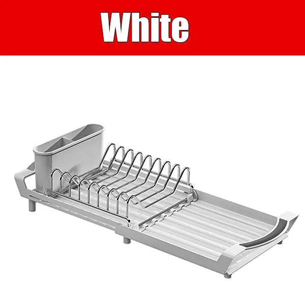 Expandable Dish Drying Rack with Cutlery Holder | Rust-Resistant Dish Drying Rack Axl White