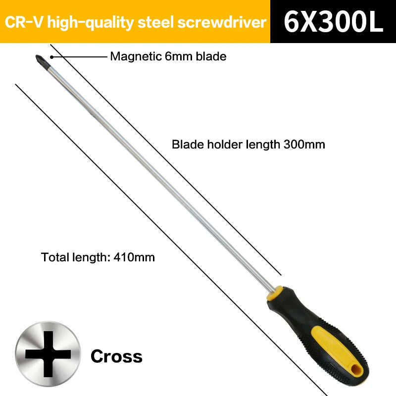 Long Handle Magnetic Screwdriver – Slotted & Cross Head Manual Screwdriver Set Axl B 1PC