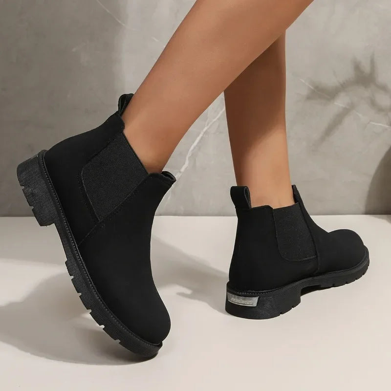 Women's Suede Chelsea Ankle Boots – Chunky Platform Slip-On Chelsea Ankle Boots Axl