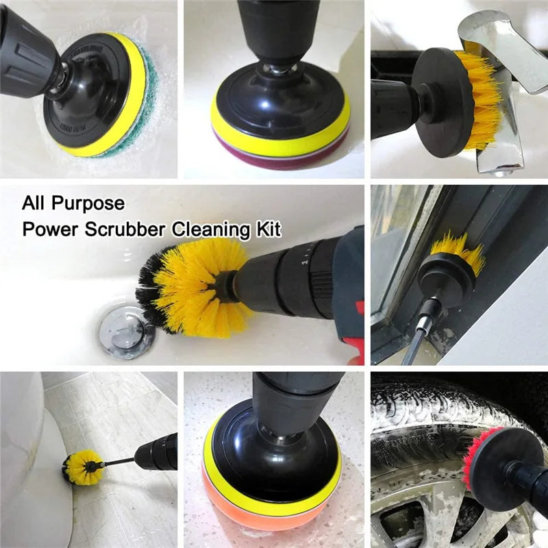 BALASHOV 3-Pc Drill Brush Kit – Power Scrubber Attachment Set Drill Brush Kit Axl