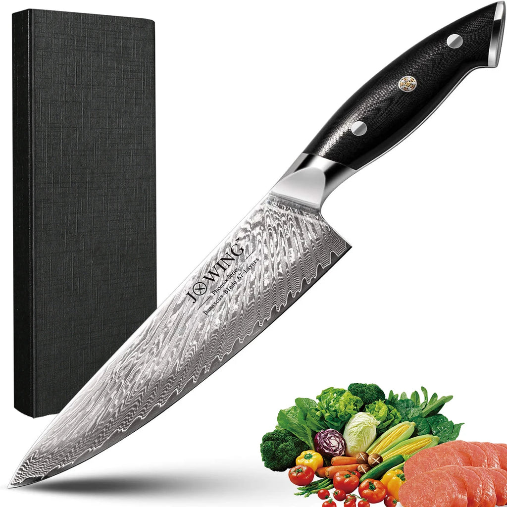 Damascus Chef's Knife – Sharp 21cm Stainless Steel Kitchen Knife Damascus Chef's Knife Axl