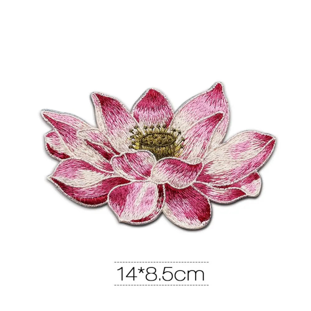 Lotus Flower Sew-On Embroidered Patch – DIY Fabric Appliqué Embroidered Sew-On Patch Axl pink