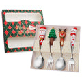 Leeseph 4-Pack Christmas Stainless Steel Spoon & Fork Set Holiday Cutlery Set Axl 4pcs silver Style C
