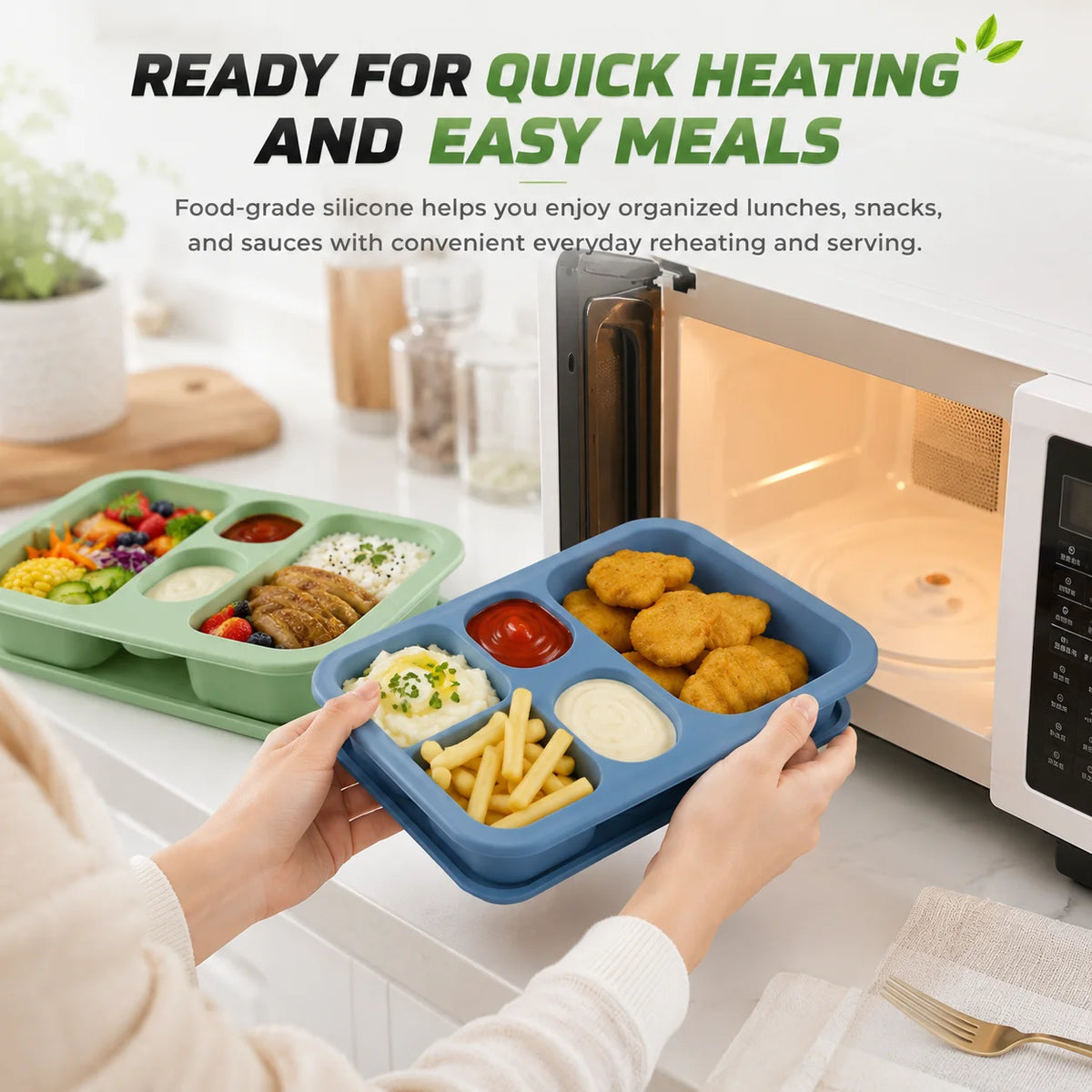 Silicone Bento Lunch Box – 5-Compartment Food Container Bento Lunch Box Axl