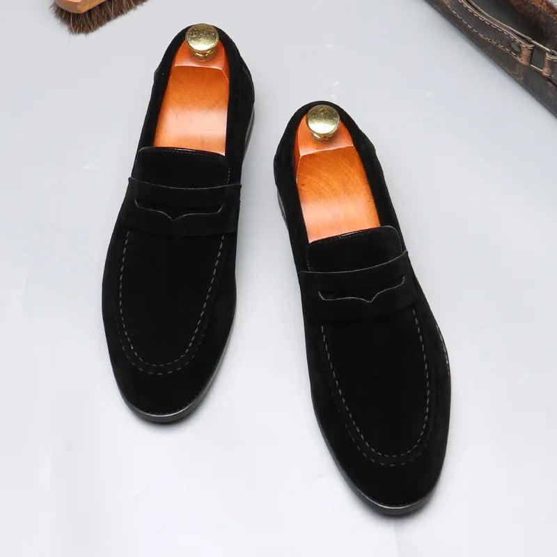 Men's Slip-On Suede Loafers – Business & Wedding Dress Shoes Men's Dress Loafers Axl Black 46
