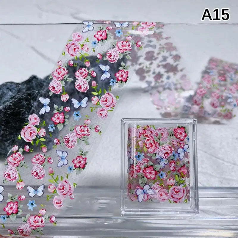 Floral Rose Nail Transfer Foil Stickers – DIY Nail Art Wraps Nail Art Stickers Axl A15