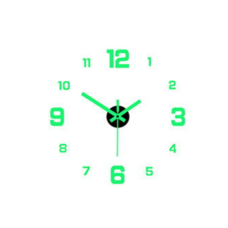 DIY Frameless 3D Mirror Wall Clock – Modern Acrylic Sticker Wall Clock Axl Green