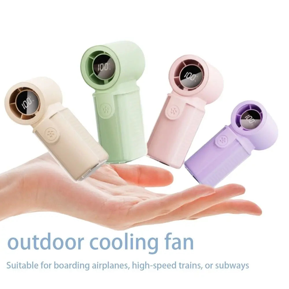 Mini Handheld Fan 3000mAh USB Rechargeable 5-Speed LED Display Handheld Personal Fan Axl