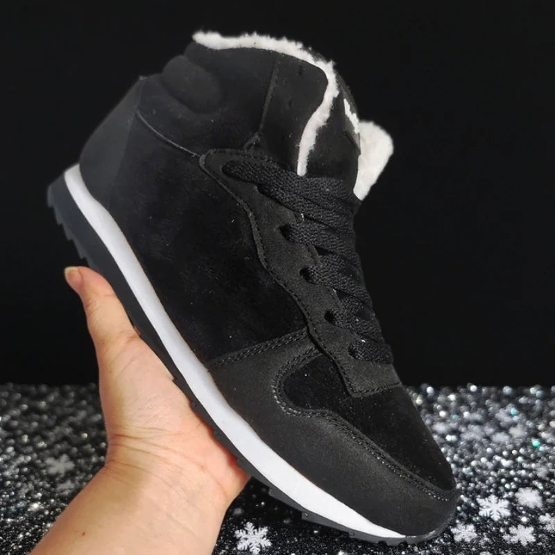 Women's Winter Plush Ankle Snow Boots – Lace-Up Anti-Slip Winter Ankle Boots Axl black 39