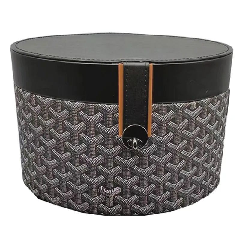 Round Leather Storage Box – Luxury Closet Organizer Bin Leather Storage Box Axl Black 25X17CM
