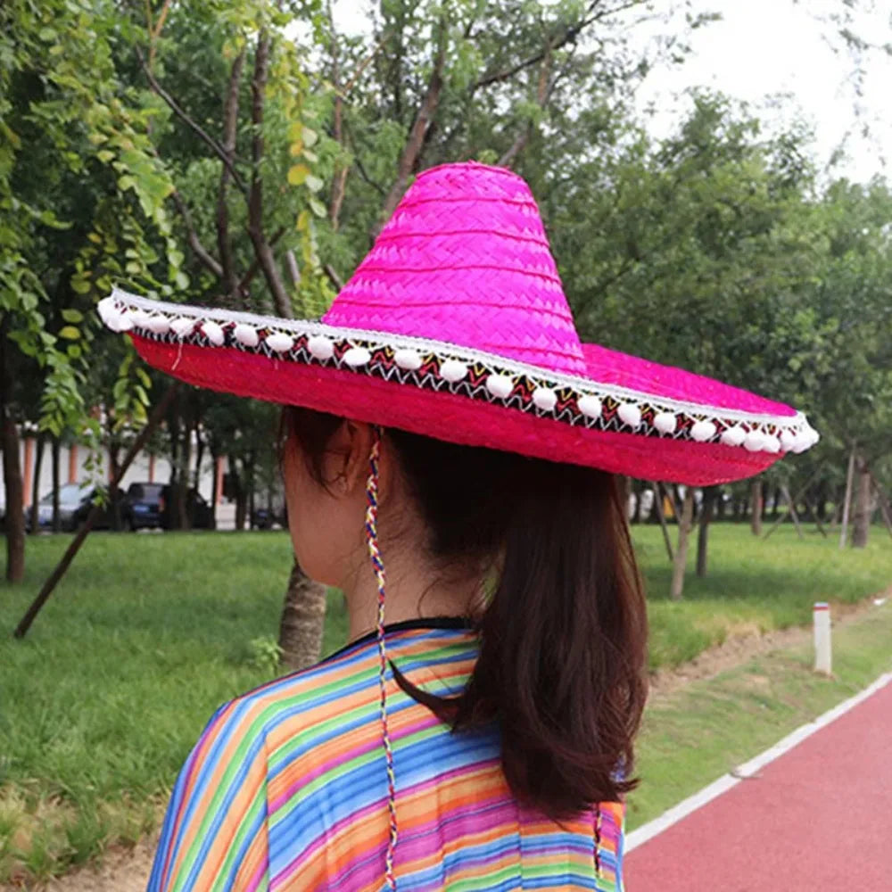 Colorful Wide Brim Straw Sombrero – Unisex Party Sun Hat Straw Party Hat Axl