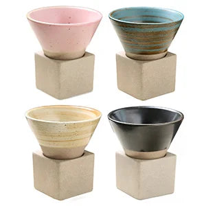 100ml Japanese Ceramic Coffee Mug – Triangular Cone & Square Base Ceramic Coffee Mug Axl Set of 4 100ml