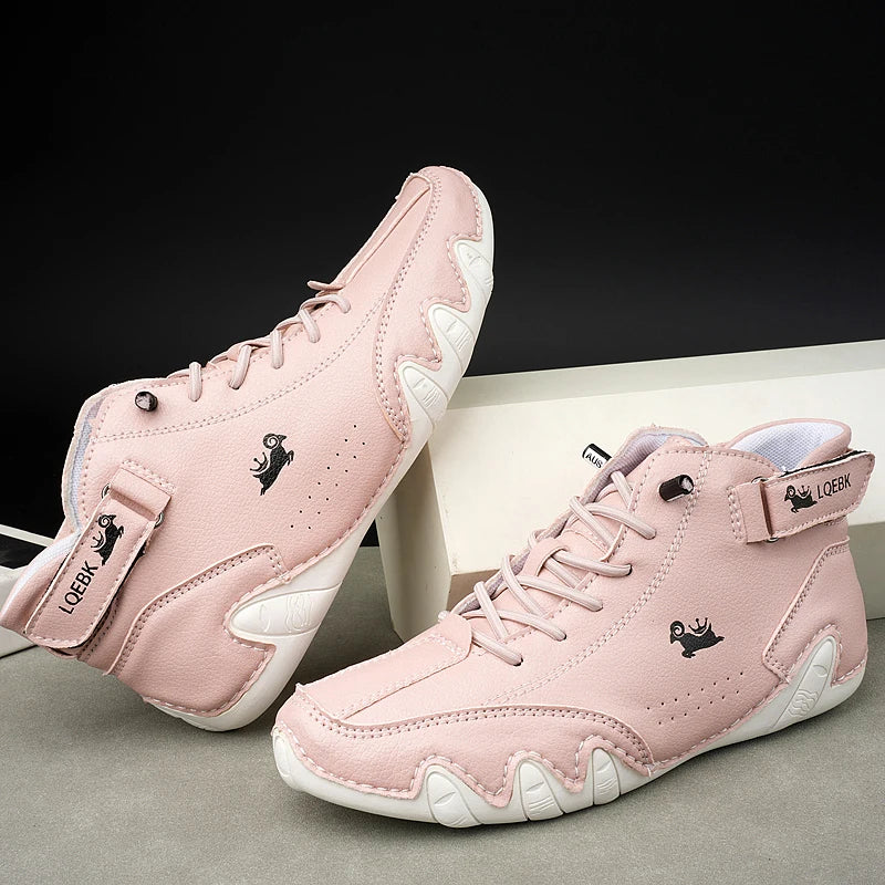 AZGB Women's Leather Ankle Boots – Casual Motorcycle Style Women's Ankle Boots Axl Pink 43