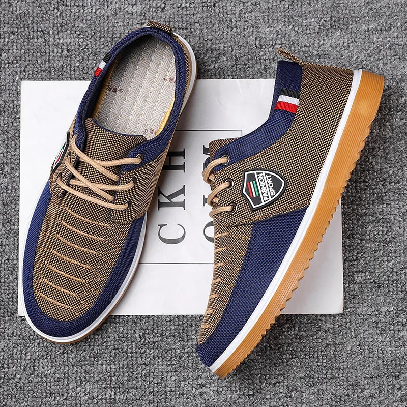 Men's Lightweight Canvas Loafers – Breathable Casual Sneakers Canvas Loafer Sneakers Axl S63 khakis 46