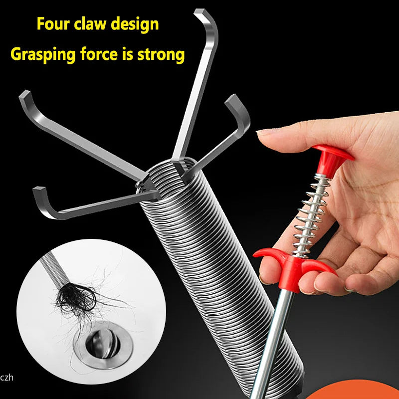 60cm Flexible Drain Snake 4-Claw Clog Remover & Pickup Tool Drain Snake Tool Axl Default Title