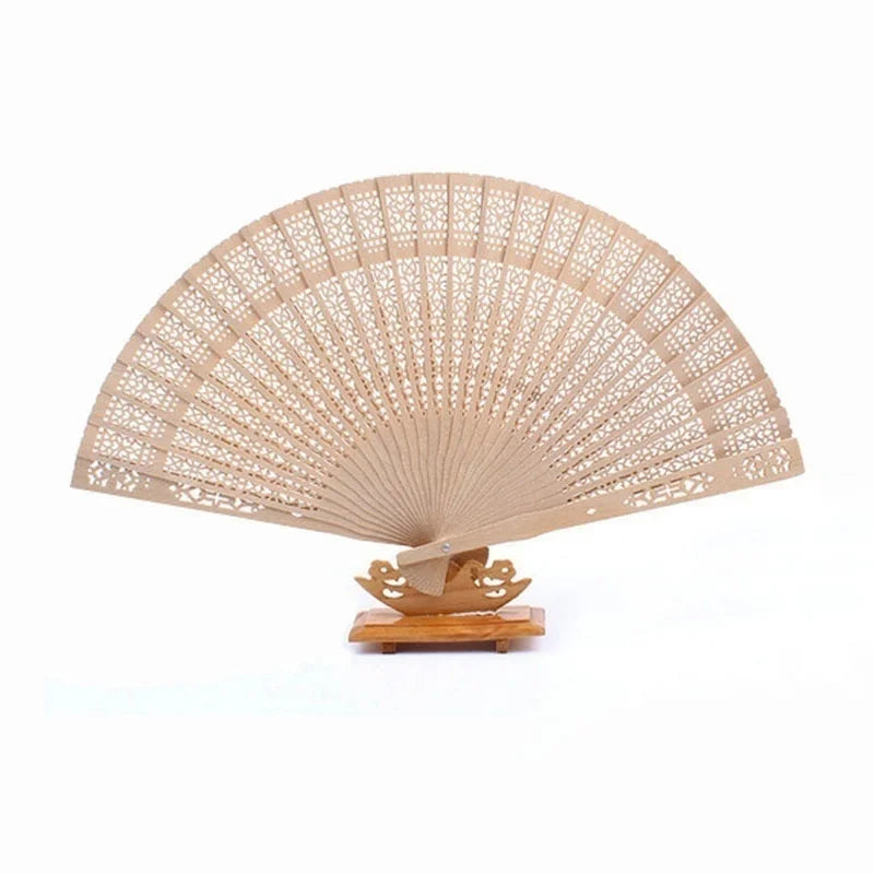 Sandalwood Folding Hand Fan 20cm – Hollow Wooden Carved Fan Decorative Hand Fan Axl A