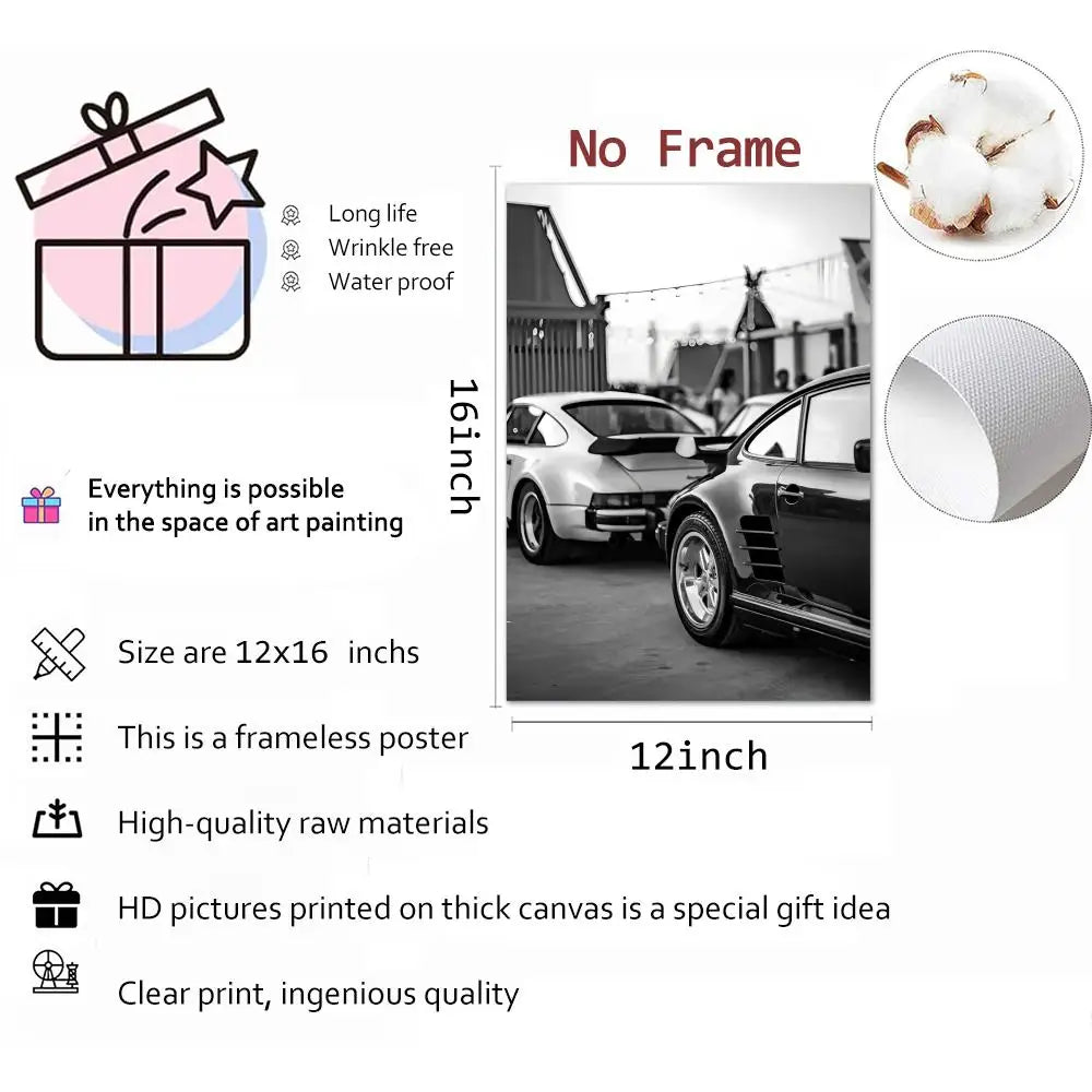 Black & White Car Canvas Wall Art – HD Print Home Decor Poster Canvas Wall Art Axl