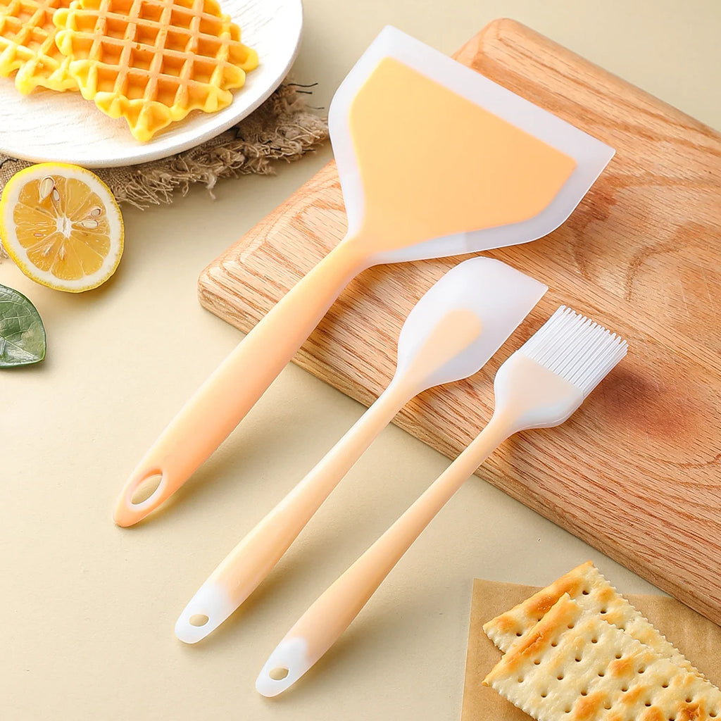 3-Piece Silicone Spatula Set – Wide Non-Stick Cooking Scrapers Silicone Spatula Set Axl