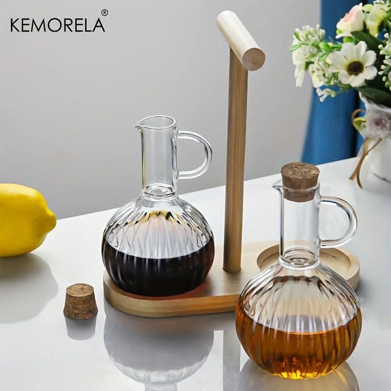 Borosilicate Glass Seasoning Jars with Lid & Wooden Shelf Glass Spice Jars Axl