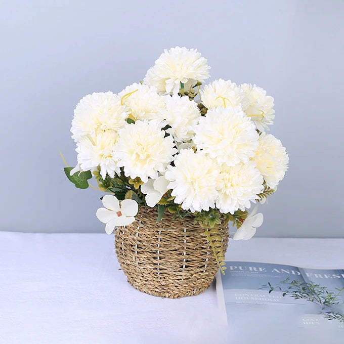 Silk Ball Chrysanthemum Artificial Flowers – Wedding & Home Decor Artificial Silk Flowers Axl WHITE 1pc