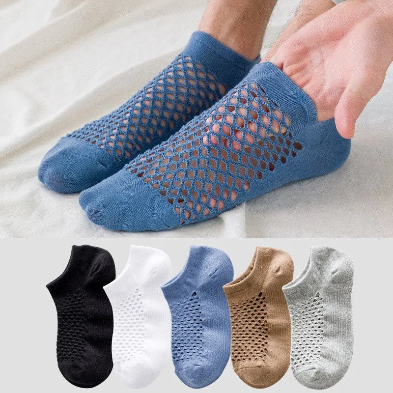 5 Pairs Unisex Color Block Boat Socks – Soft Breathable Cotton Ankle Boat Socks Axl 5 pairs mix-5 One Size